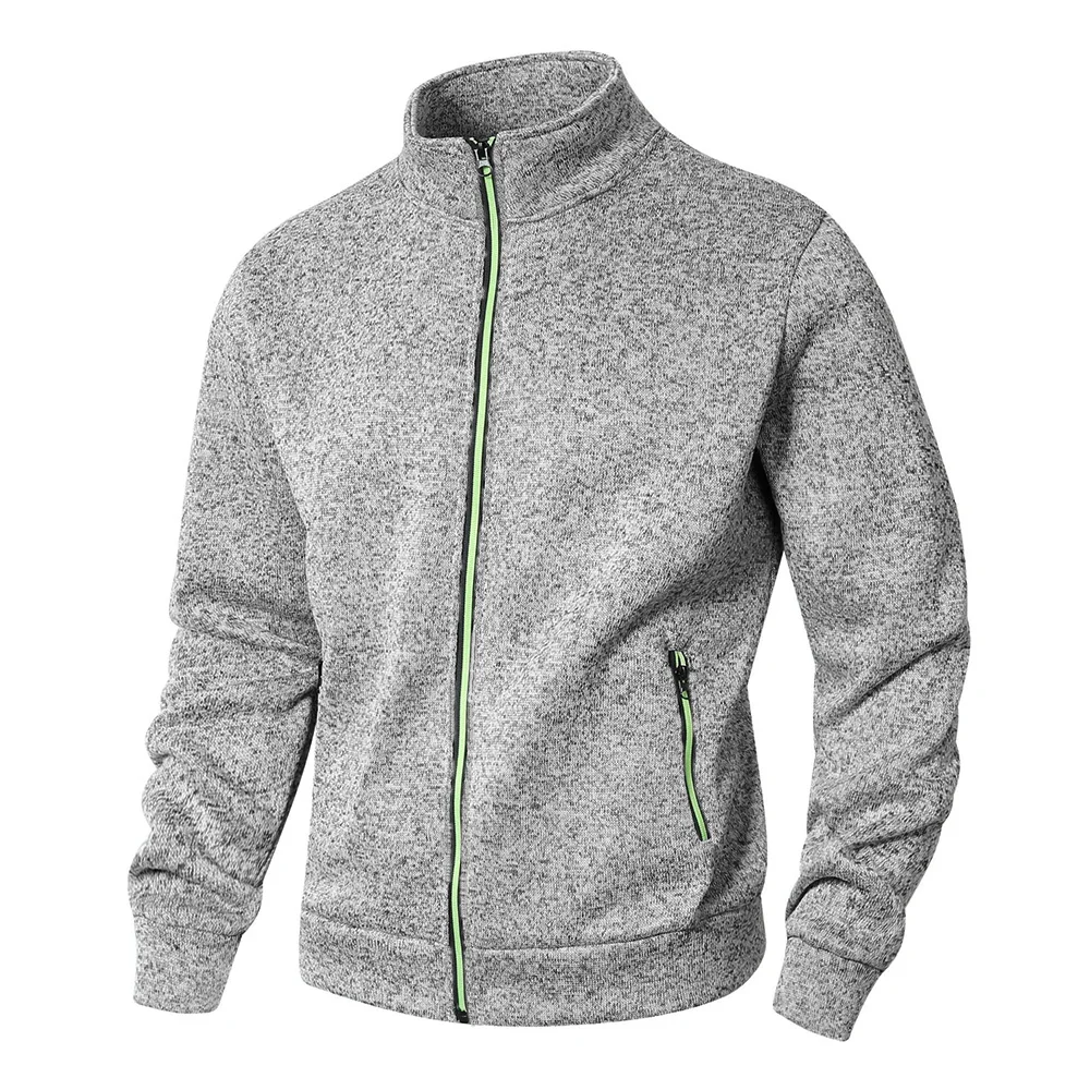 Men's Stand Collar Jacket Cardigan Casual Spring and Autumn Zip Up Sweatshirt for Men thumbnail 3