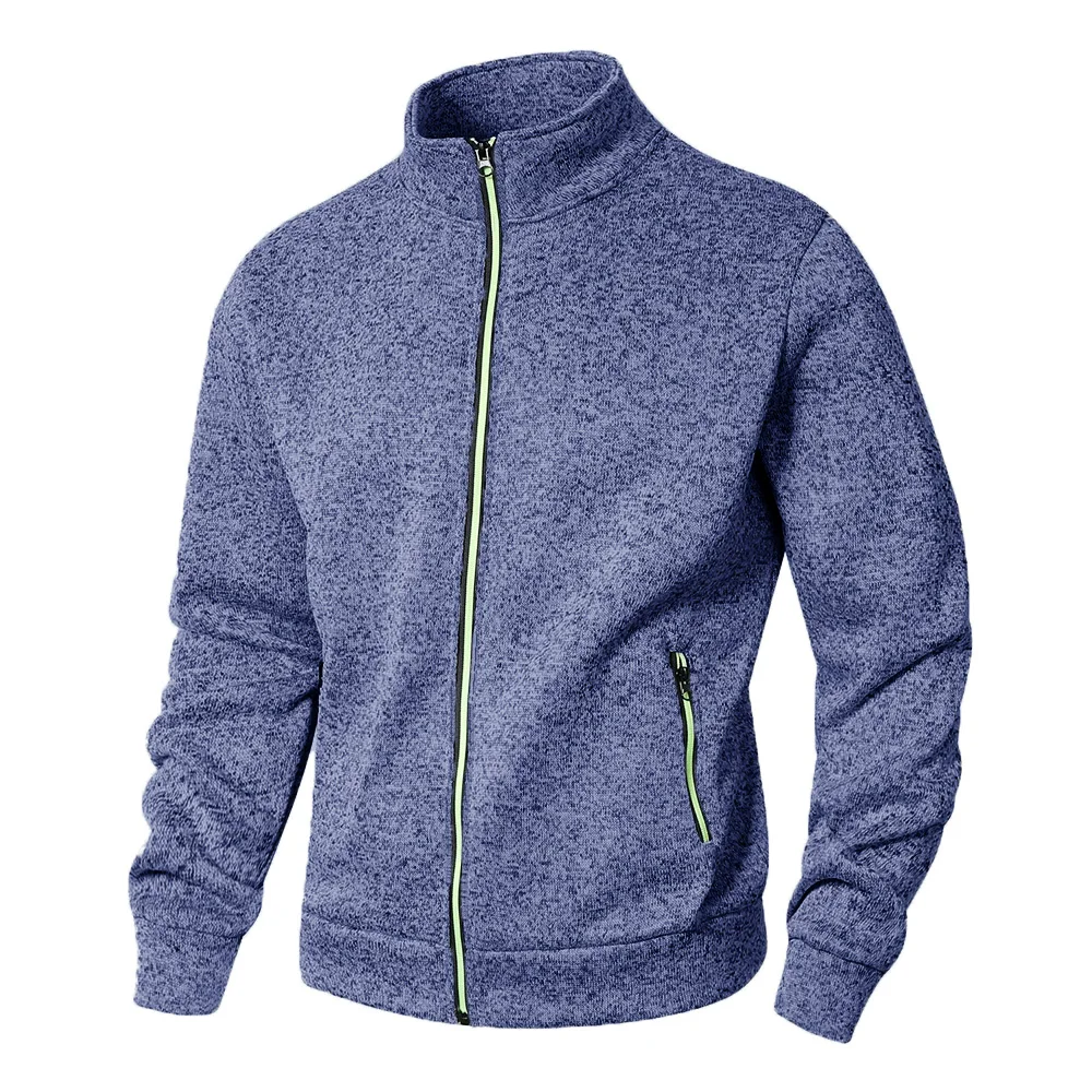Men's Stand Collar Jacket Cardigan Casual Spring and Autumn Zip Up Sweatshirt for Men thumbnail 2