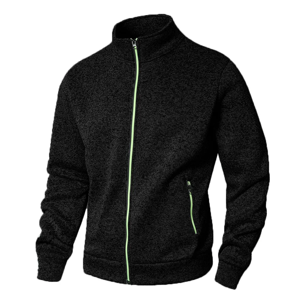 Men's Stand Collar Jacket Cardigan Casual Spring and Autumn Zip Up Sweatshirt for Men thumbnail 4