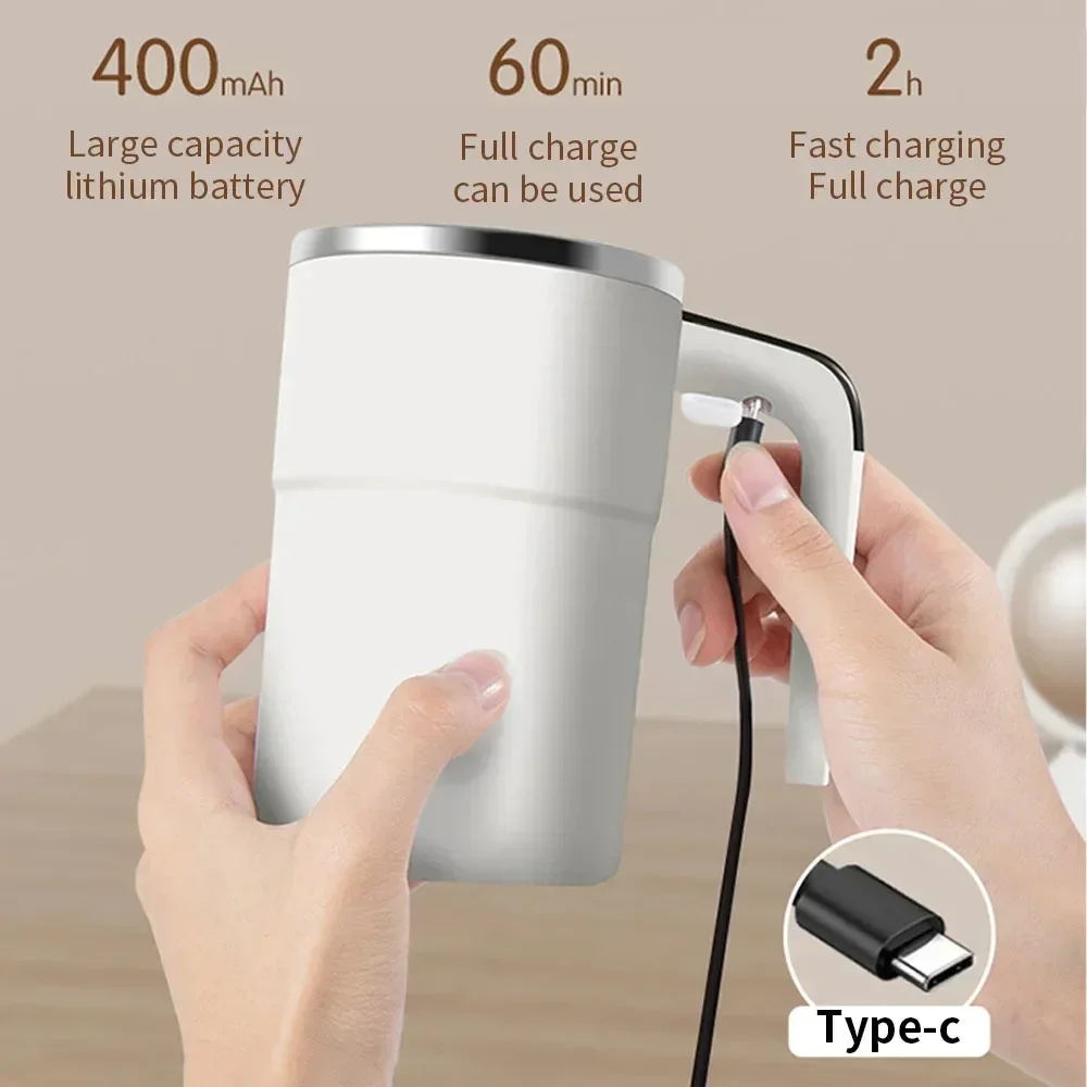 Automatic Self Stirring Magnetic Mug with LCD Screen Coffee Milk Stainless Steel Mixing Cup USB Rechargeable Smart Thermal Cups thumbnail 3