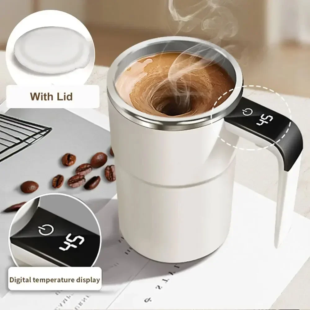 Automatic Self Stirring Magnetic Mug with LCD Screen Coffee Milk Stainless Steel Mixing Cup USB Rechargeable Smart Thermal Cups thumbnail 6