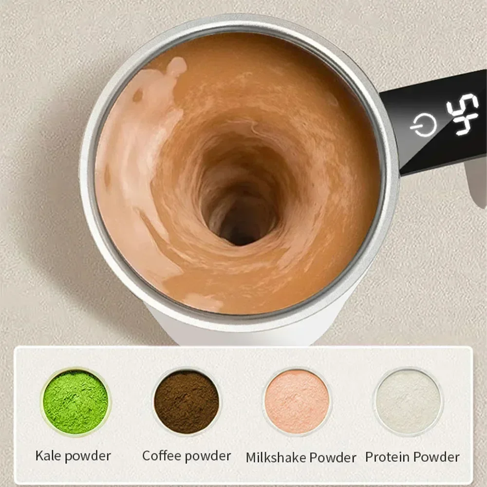 Automatic Self Stirring Magnetic Mug with LCD Screen Coffee Milk Stainless Steel Mixing Cup USB Rechargeable Smart Thermal Cups thumbnail 4