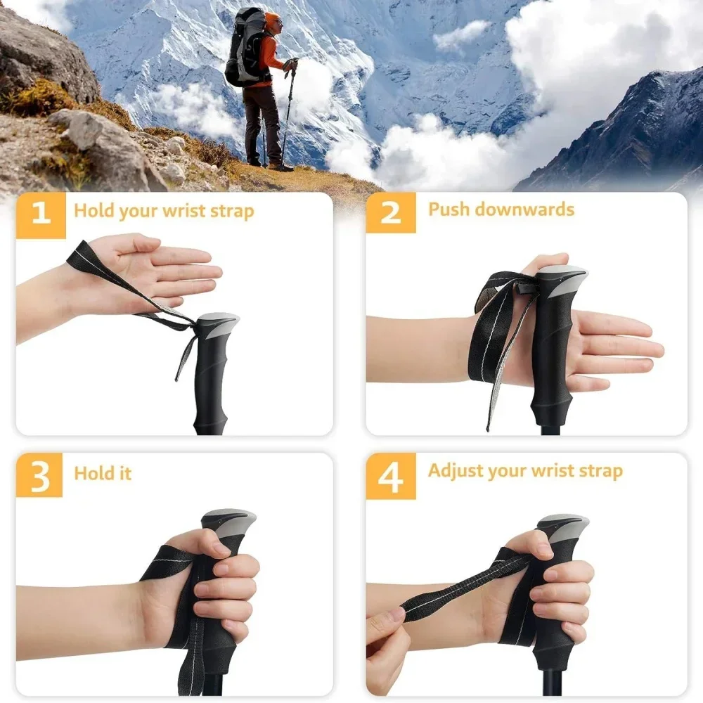 2PCS Ultralight Foldable Trekking Poles Telescopic Nordic Hiking Walking Sticks Portable Outdoor Camping Trail Running Canes thumbnail 4