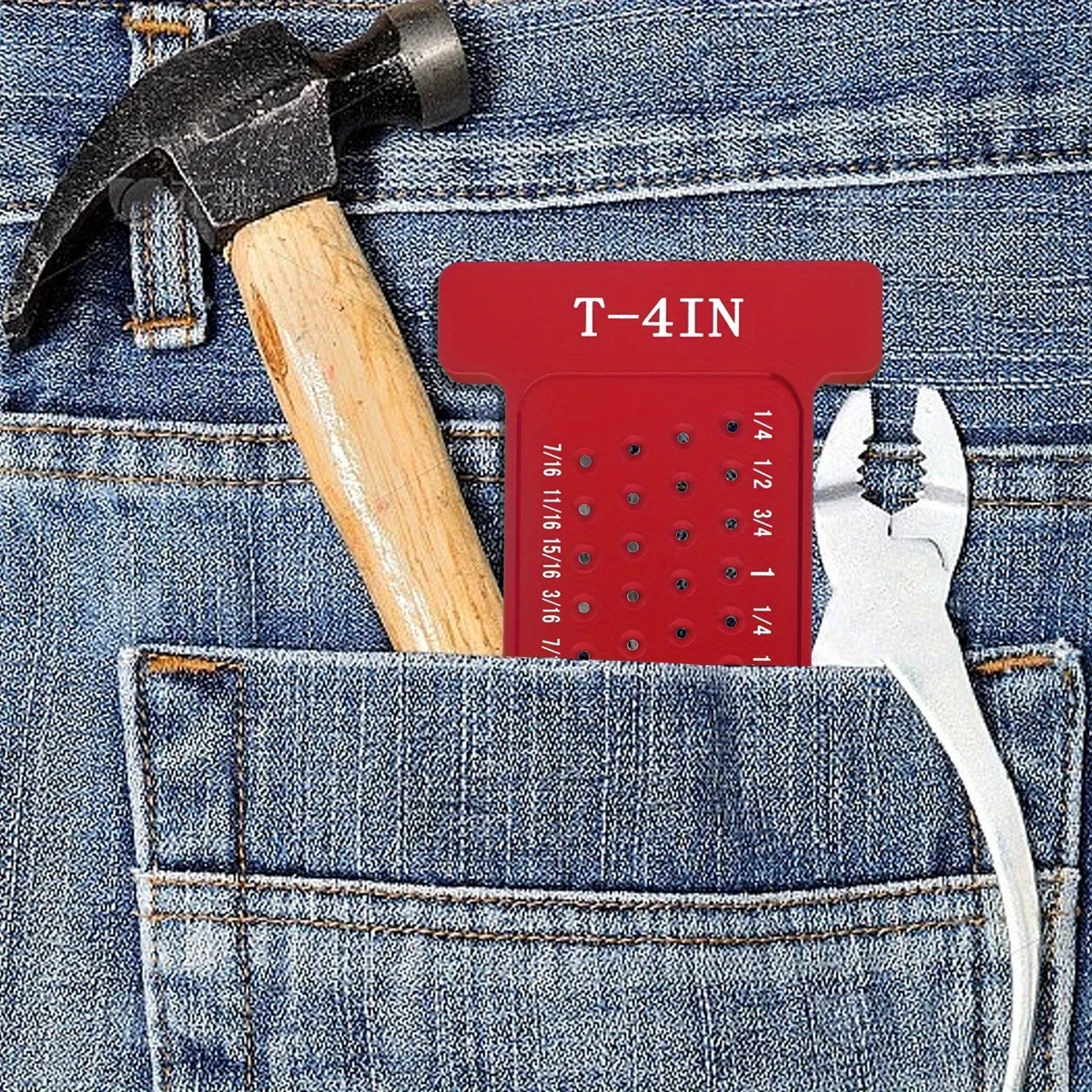 Woodworking Scribe Metric Inch T-Square Scribing Aluminum Alloy Pocket Ruler Hole Marking Gauge T-type Line Drawing DIY Tools thumbnail 2