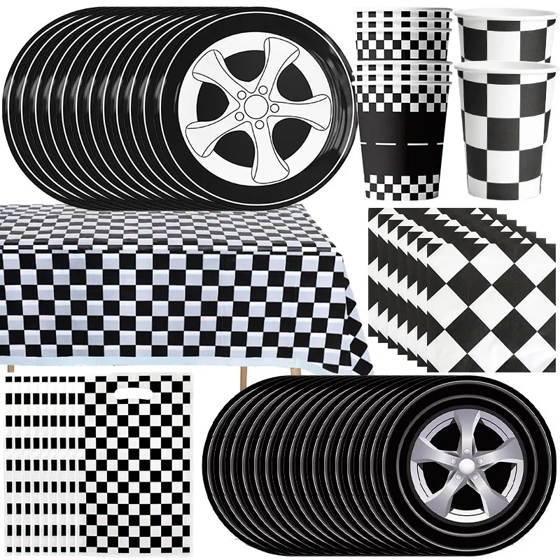 Racing Car Birthday Decoration Tableware Race Car Party Balloons Cups Plates Napkins Tablecloth Kit Backdrop Decor Supplies Set thumbnail 5