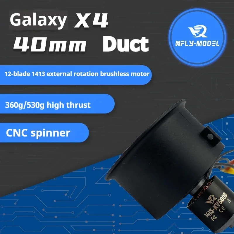 Xfly Model 40mm 12 Blade EDF Ducted Fan 3/4 Power Unit System with 4S 1413-kv5000 External Brushless Motor for RC Jet Aircraft