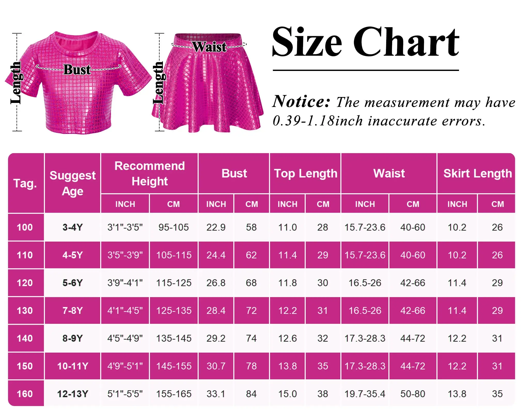 Kids Girl Hip Hop Jazz Outfits Set Short Sleeve Metallic Disco Crop Top with Pleated Mini Skirt Cheerleading Performance Costume thumbnail 6