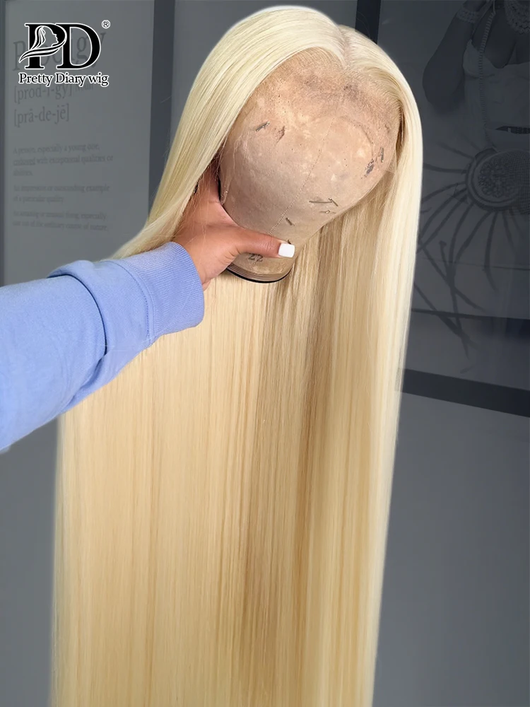 Pretty Diary 613 13x6 HD Lace Frontal Wig Brazilian Colored Honey Blonde Bone Straight Lace Front Human Hair Wigs High Density