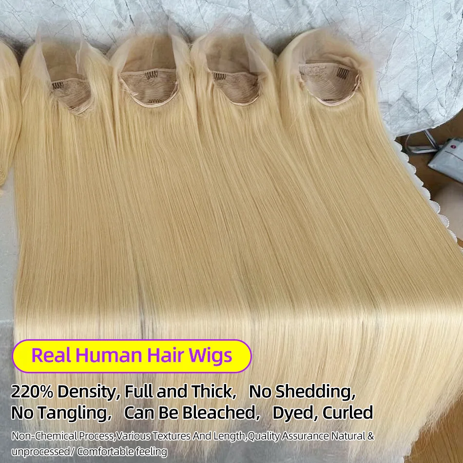 Pretty Diary 613 13x6 HD Lace Frontal Wig Brazilian Colored Honey Blonde Bone Straight Lace Front Human Hair Wigs High Density thumbnail 4