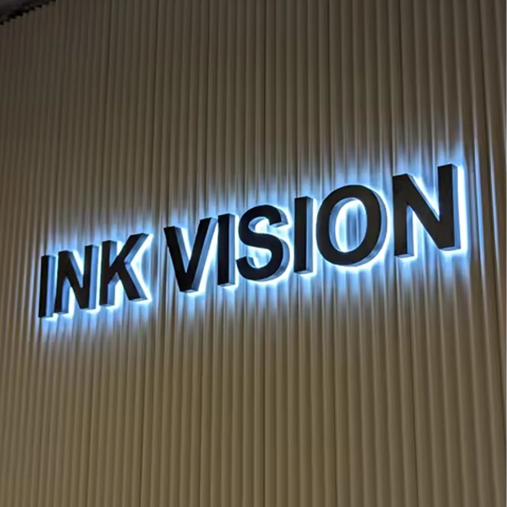 Gold 3D Outdoor Letters Illuminated Metal Backlit Sign Custom LED Lighted Company Business Signage for Indoor/Outdoor Use thumbnail 3