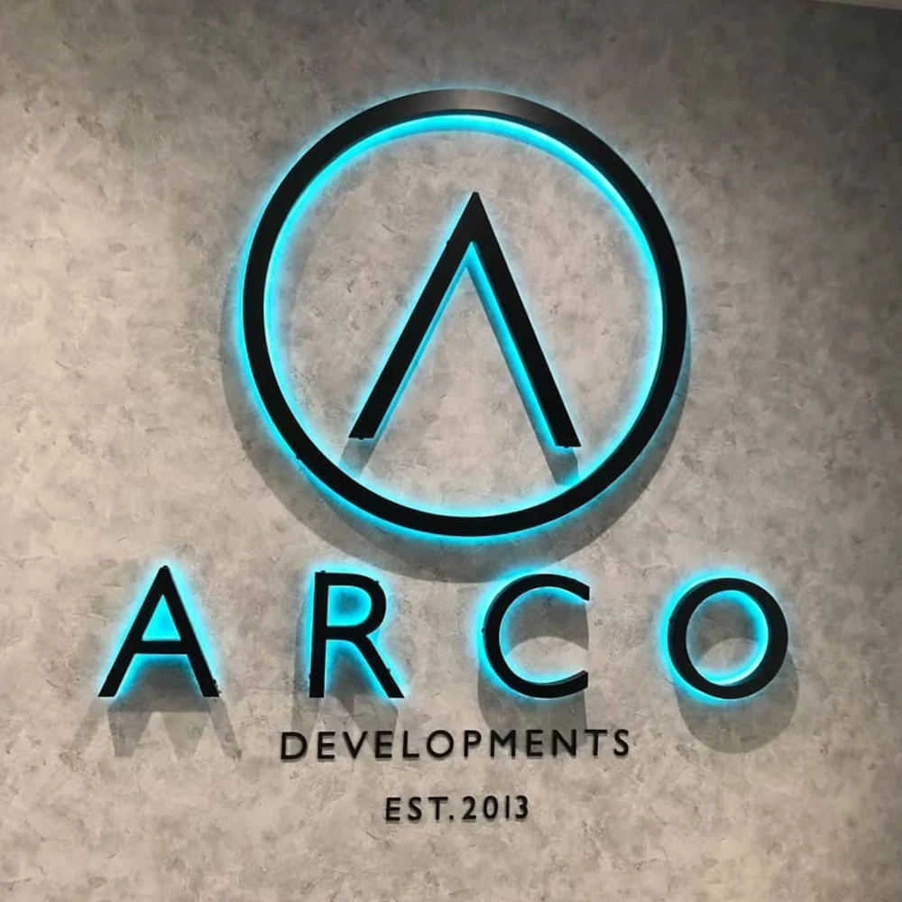 Gold 3D Outdoor Letters Illuminated Metal Backlit Sign Custom LED Lighted Company Business Signage for Indoor/Outdoor Use thumbnail 4