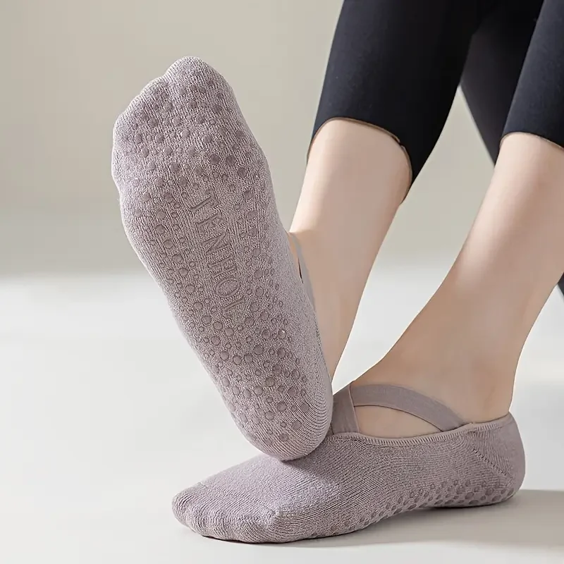 5 Pairs of Women's Non-Slip Yoga Socks for Dance Pilates Gym, Breathable Cotton No-Show Socks with Silicone Grip, Indoor Workout thumbnail 5
