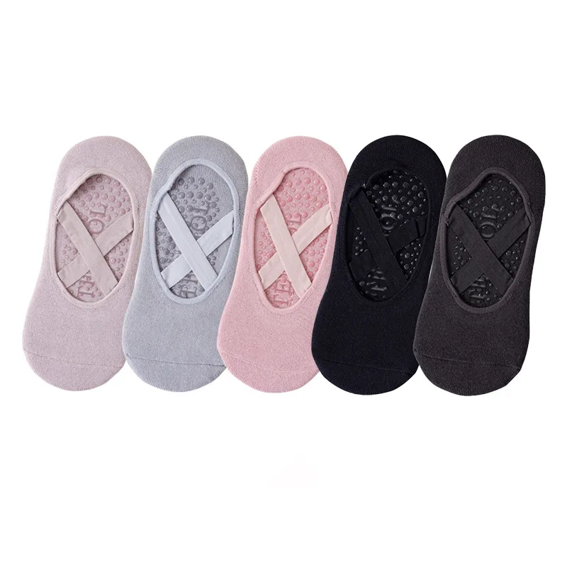 5 Pairs of Women's Non-Slip Yoga Socks for Dance Pilates Gym, Breathable Cotton No-Show Socks with Silicone Grip, Indoor Workout thumbnail 4