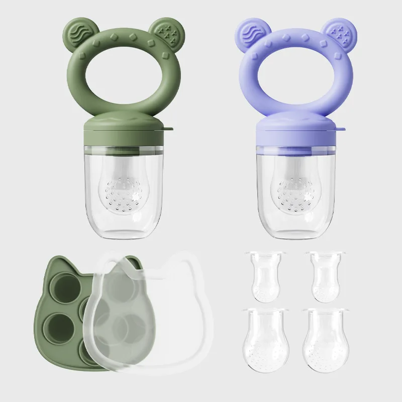 Baby Fruit Food Feeder & Mini Freezer Nibble Tray with Lid Breastmilk Popsicle Molds Silicone Infant Self Feeding Food Pacifier thumbnail 2
