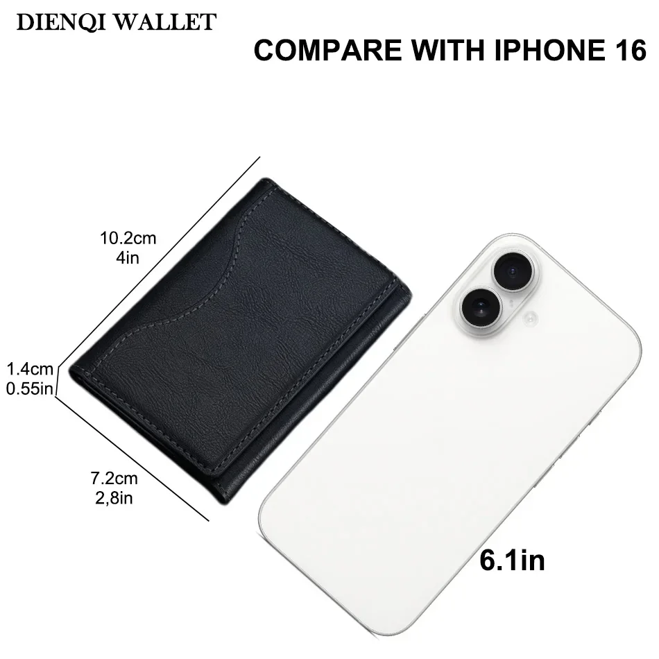 Trifold Magnetic Phone Wallet PU Leather Card Bag Magsafe Card Holder Wallet for Apple IPhone 16 15 12 13 14 Pro Max Plus Mini thumbnail 3