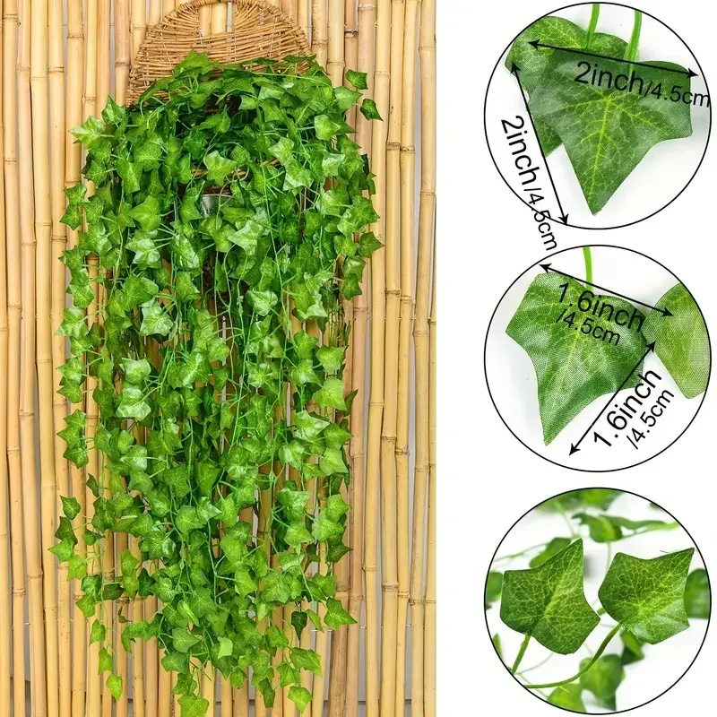 Artificial Green Ivy Leaf Rattan Creeper Leaves Vine Hanging Garland DIY Fake Flowers Plants for Garden Wedding Party Home Decor thumbnail 3