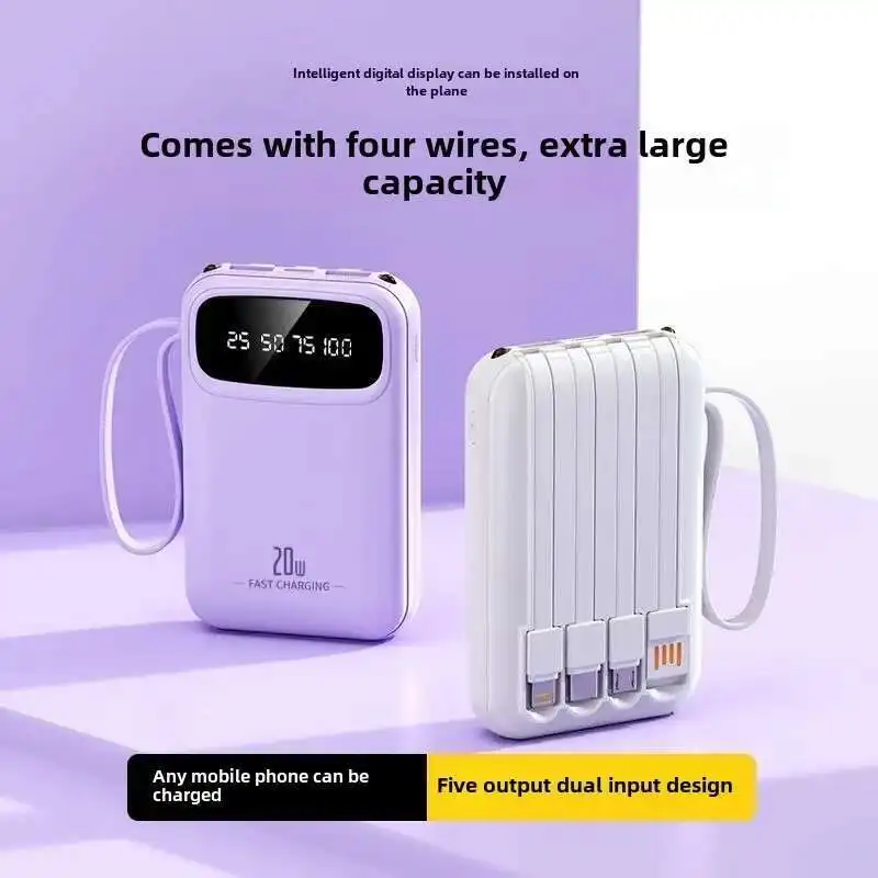 20000mAh 4 in1 Built-in Cable Power Bank, 22.5W Fast Charging Portable Charger, Ultra Slim External Battery for iPhone Samsung thumbnail 5