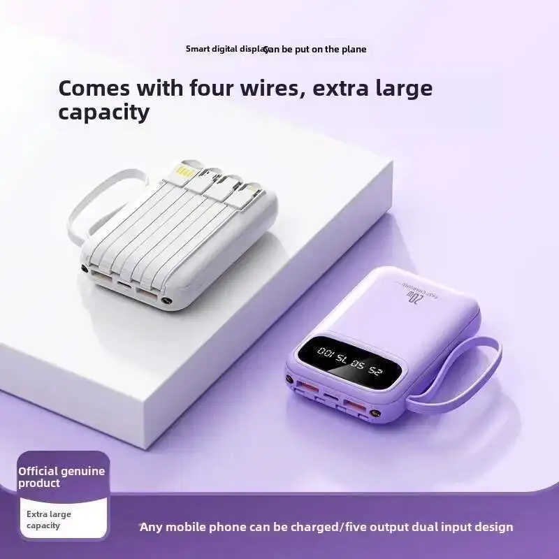 20000mAh 4 in1 Built-in Cable Power Bank, 22.5W Fast Charging Portable Charger, Ultra Slim External Battery for iPhone Samsung thumbnail 4