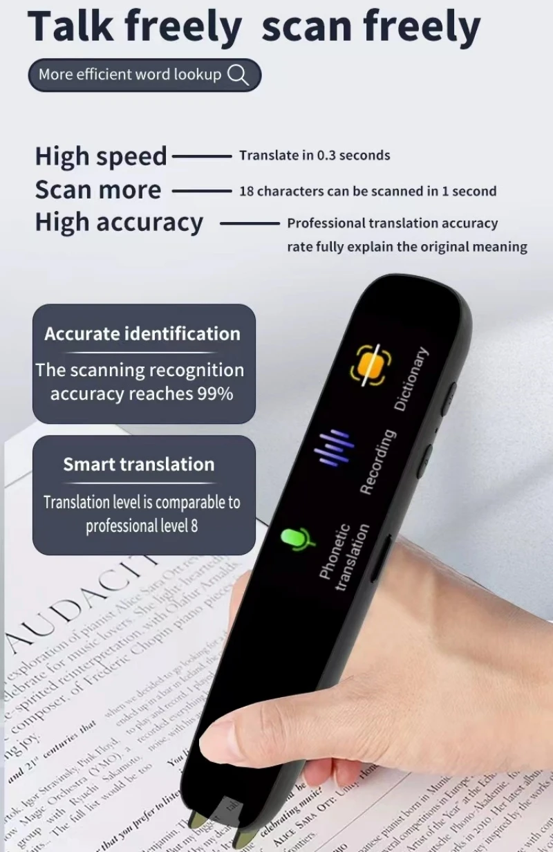 Scanning Translation Pen Portable Translator Spanish Russian Arabic Portuguese Korean French Ukraine Hebrew Offline Translate A6 thumbnail 3