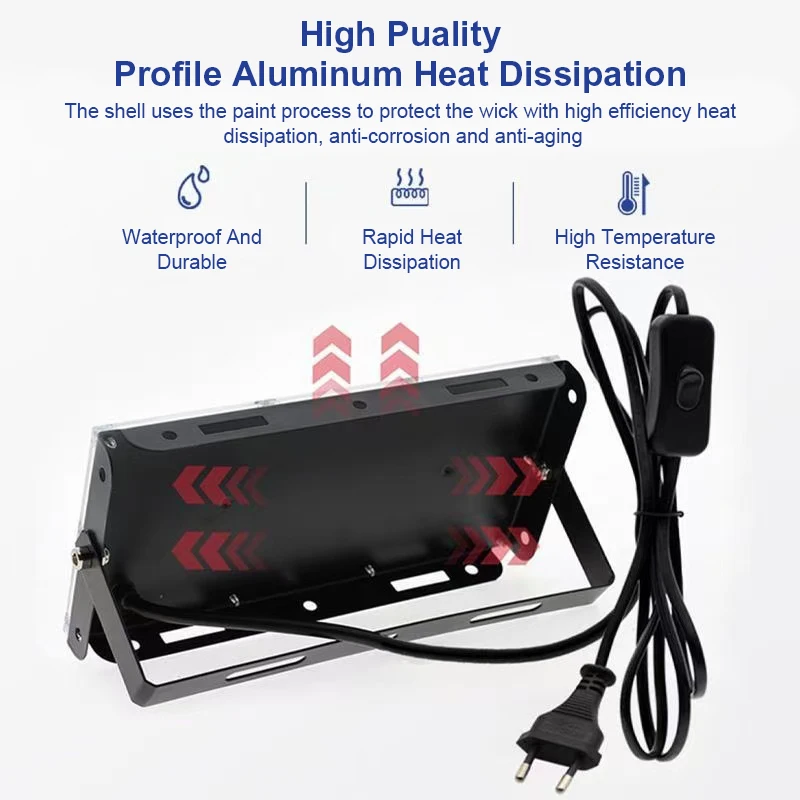 LED plant growth floodlight full spectrum plug-in with switch 220V 50W 100W greenhouse hydroponic plant growth light. thumbnail 4