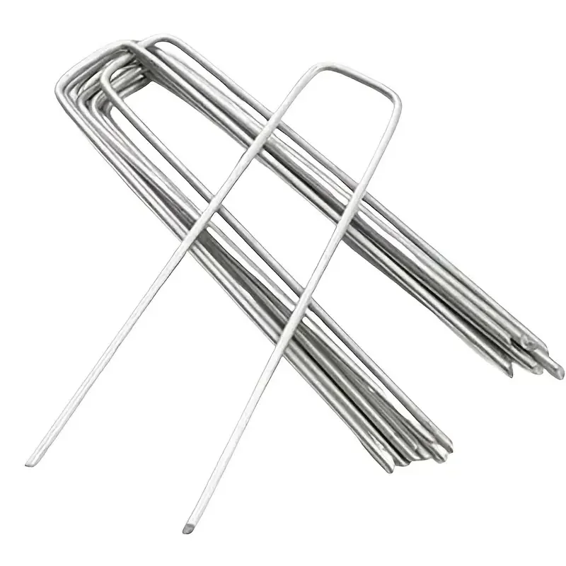 100pcs Landscape Staples, U-Shaped Garden Pins Garden Stakes Staples, Heavy Duty Yard Lawn Tent Stakes Securing Pegs For Weed thumbnail 2