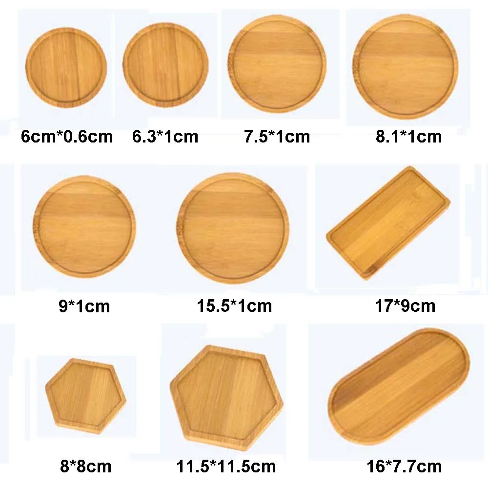 Simple Style Home Decoration Succulents Bonsai Holder Round Square Flowerpot Base Hexagon Rectangle Bamboo Wood Tray thumbnail 6