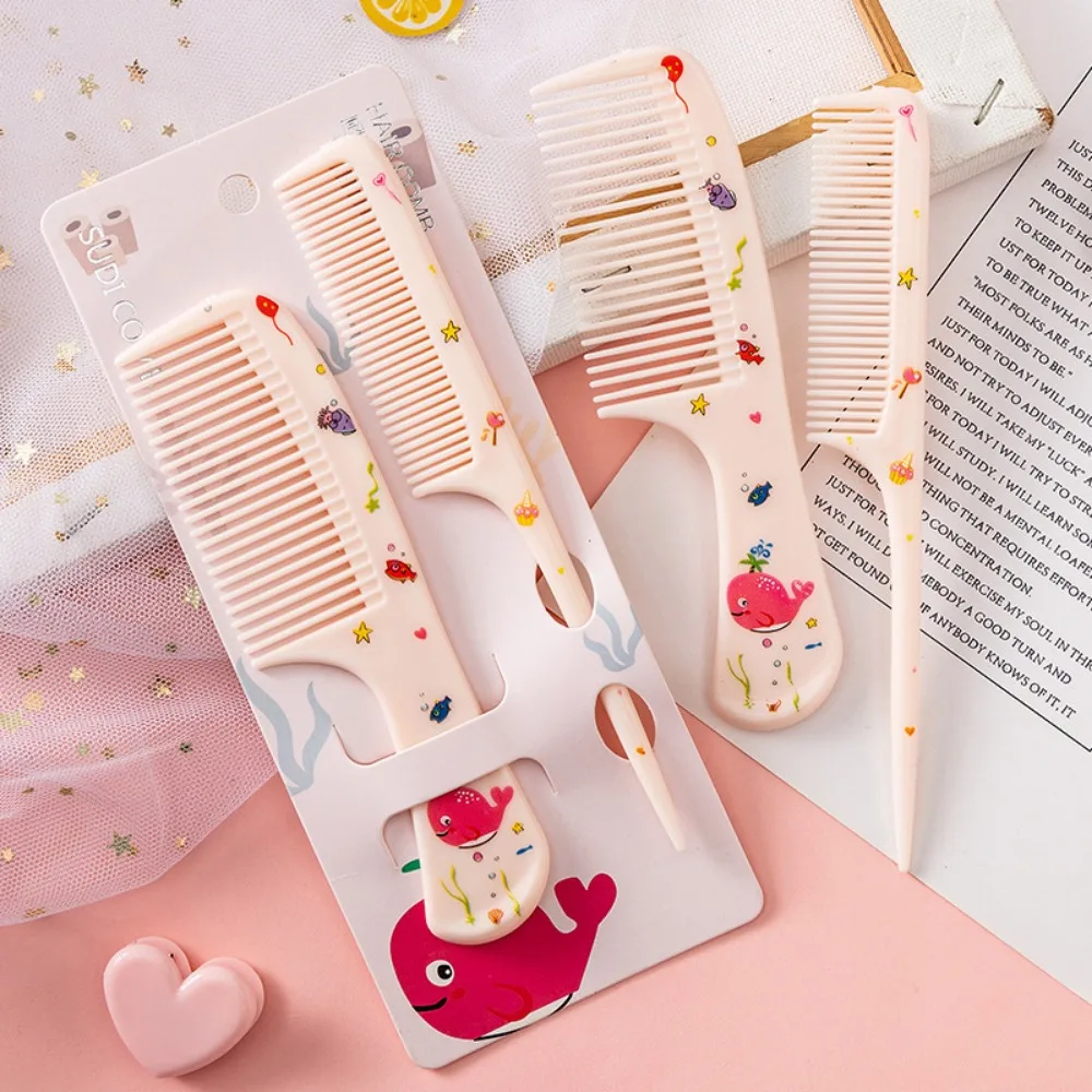 2pcs Kids Hair Combs Set Cartoon Animals Children Hairdressing Comb with Pointed Tail Girls Portable Anti-Static Plastic Comb thumbnail 5