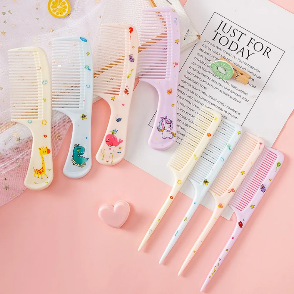 2pcs Kids Hair Combs Set Cartoon Animals Children Hairdressing Comb with Pointed Tail Girls Portable Anti-Static Plastic Comb thumbnail 3
