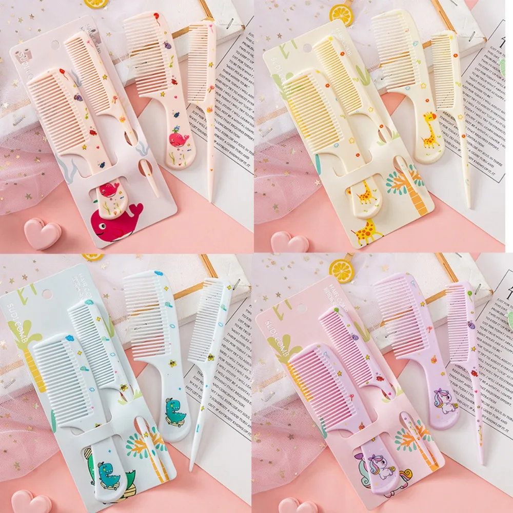 2pcs Kids Hair Combs Set Cartoon Animals Children Hairdressing Comb with Pointed Tail Girls Portable Anti-Static Plastic Comb thumbnail 2