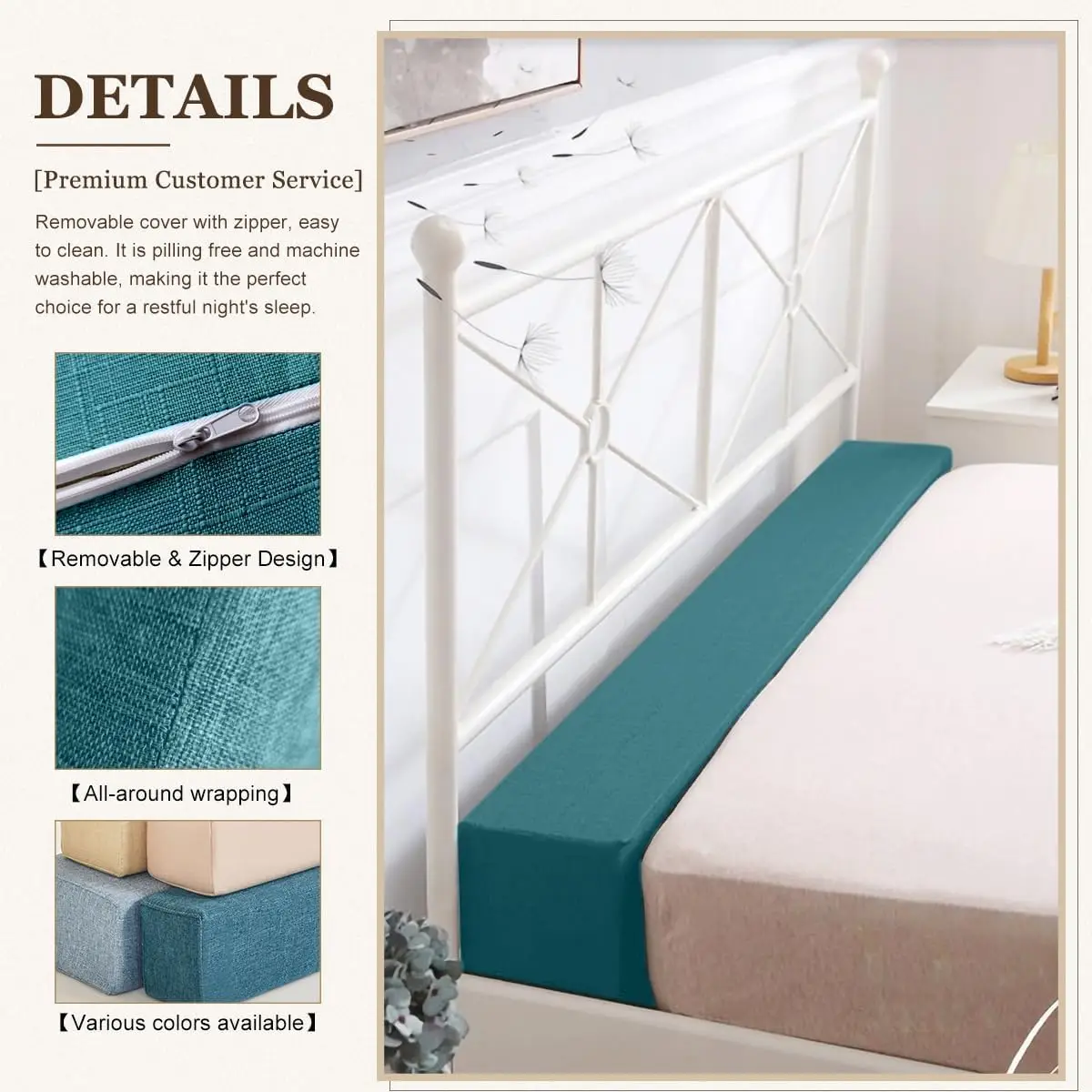 Mattress Bed Filler Bed Extender Headboard Pillow Closed Gap between Mattress Headboard and Wall Bed Cushion Sofa Pad thumbnail 2