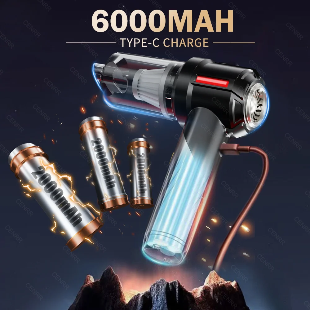CENRR 998000PA Car Vacuum Cleaner Powerful Mini Cordless Portable Vacuum Cleaner for Home Appliance Handheld Blower Car Cleaner thumbnail 5