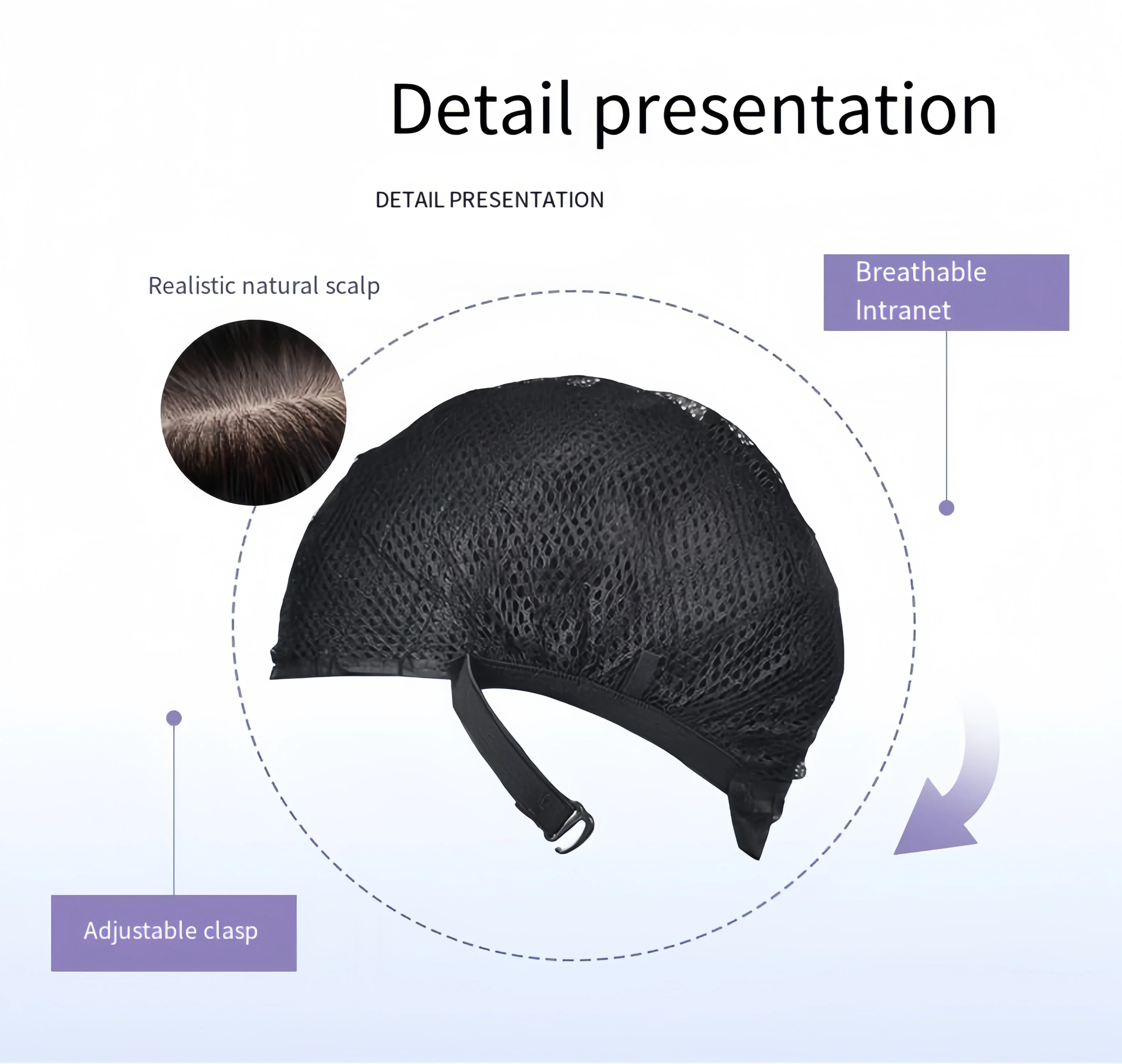Hair Extensions Synthetic Cute JK Girl Cosplay Air Bangs Wig Breathable Head Cover 50cm Long Straight Wig Hat for Women thumbnail 6