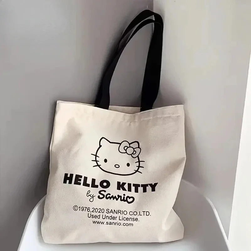 Sanrio hello kitty handbag Canvas shoulder Bag girl Large Capacity storage Bag Fashion tote Shopping Bag Girls Gift thumbnail 6