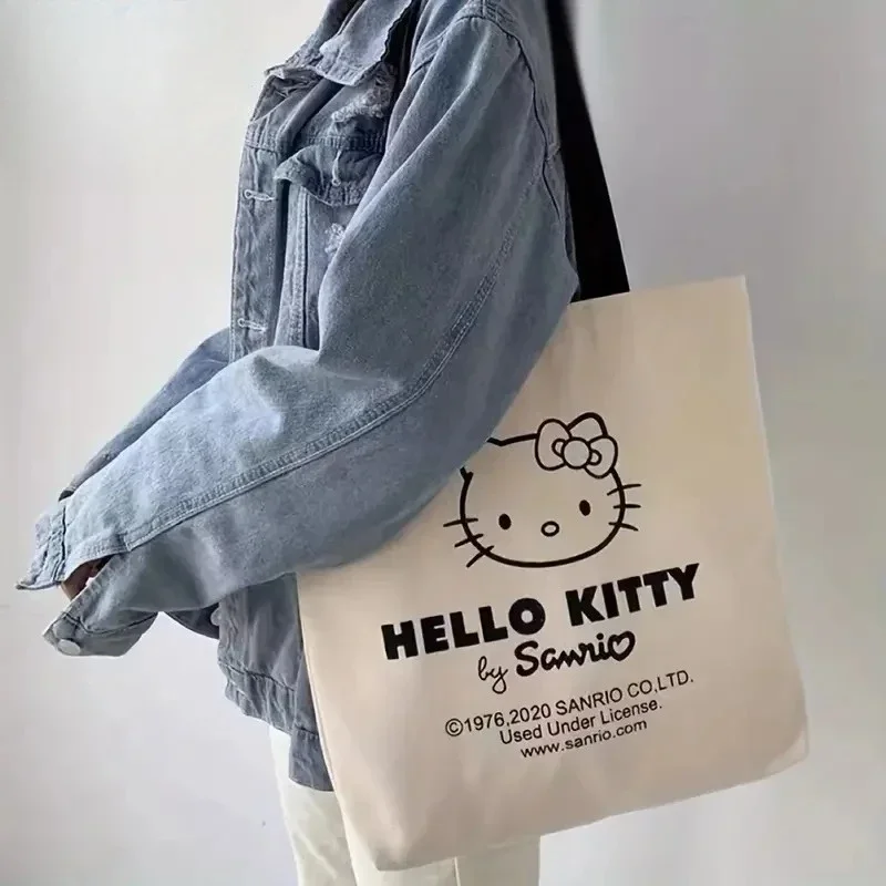 Sanrio hello kitty handbag Canvas shoulder Bag girl Large Capacity storage Bag Fashion tote Shopping Bag Girls Gift thumbnail 5