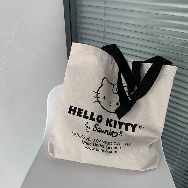 Sanrio hello kitty handbag Canvas shoulder Bag girl Large Capacity storage Bag Fashion tote Shopping Bag Girls Gift thumbnail 2