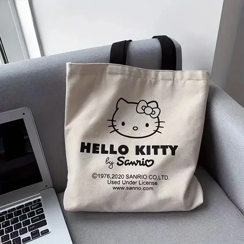 Sanrio hello kitty handbag Canvas shoulder Bag girl Large Capacity storage Bag Fashion tote Shopping Bag Girls Gift thumbnail 3