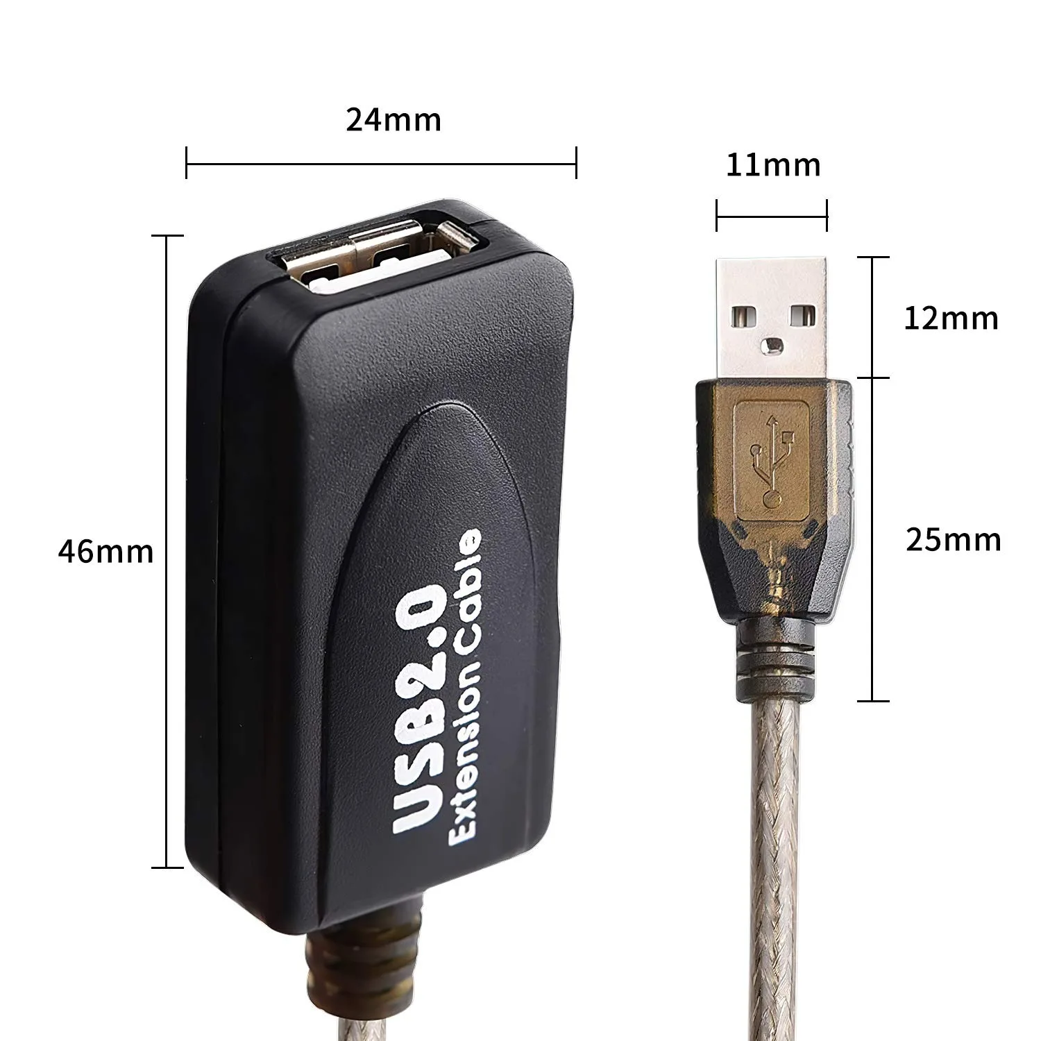 5M 10M 15M 20M USB 2.0 Extension Cord 480Mbps High Speed A Male to Female Extender Active Repeater Cable for Computer Printer thumbnail 6