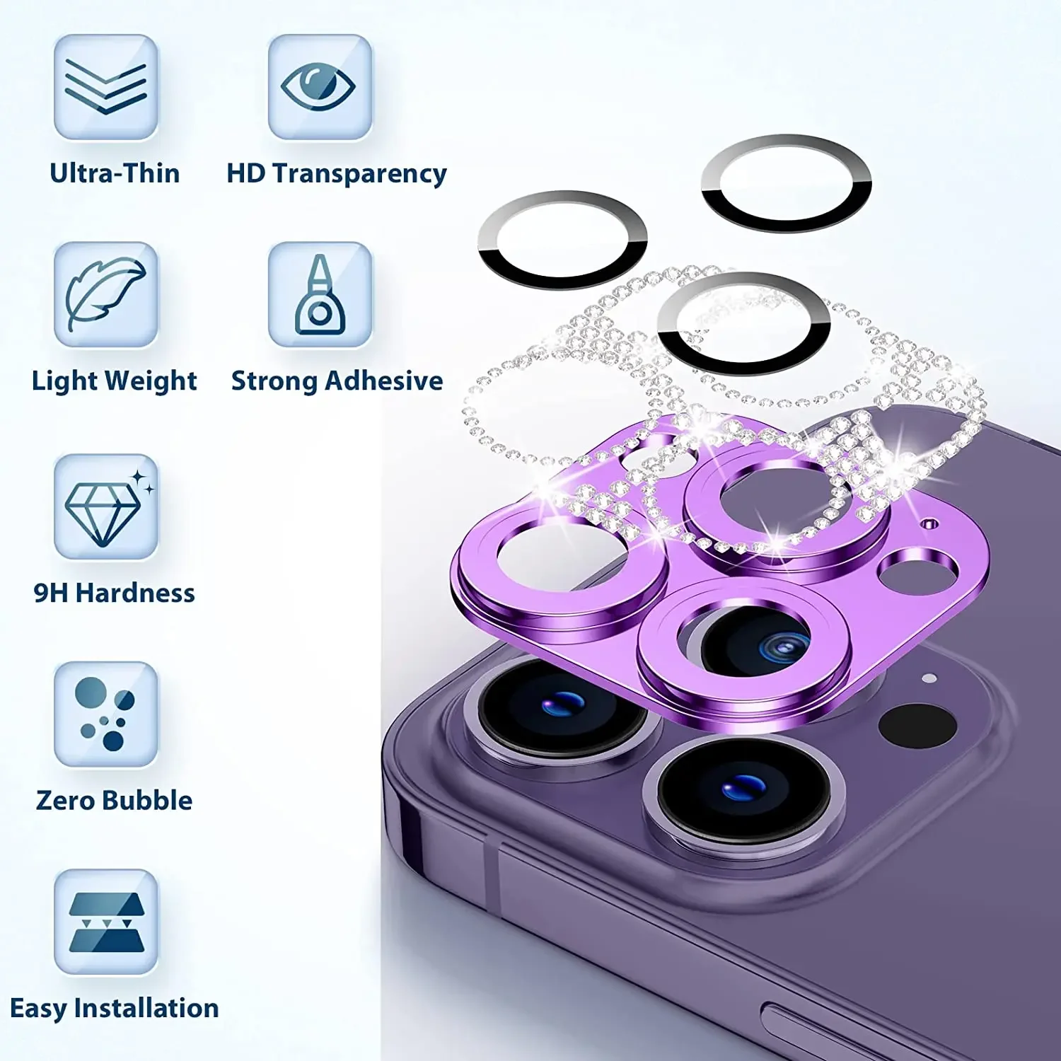 Diamond Camera Lens Protector For IPhone 16 13 12 11 Pro Max Mini Metal Lens Protection For IPhone 15 14 Pro Max 16 Plus Glasses thumbnail 2