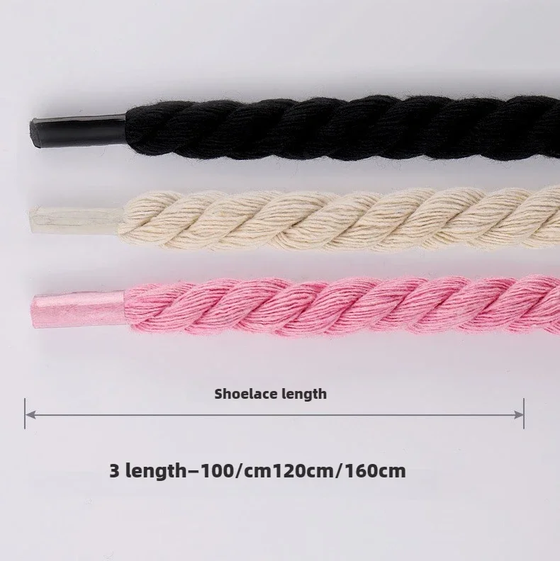 2PCS 10mm Width Round Linen Shoelaces for Sneakers Suitable Board Shoes Canvas AF1/AJ Shoe Rope Sport Shoelace Decoration 100cm thumbnail 5