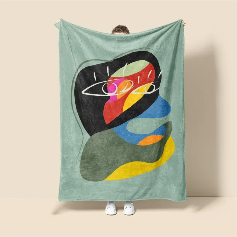 Morandi Color Blanket Abstract Botanical Graffiti Design Scandinavian Minimalist Sofa Blanket Cafe Home Dual Purpose thumbnail 4