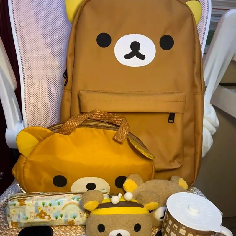 Kawaii Cute Bear Rilakkumas Backpack Large Capacity Anime Cartoon Backpack Stylish Student School Bag Shoulder Bags Schoolbag thumbnail 3