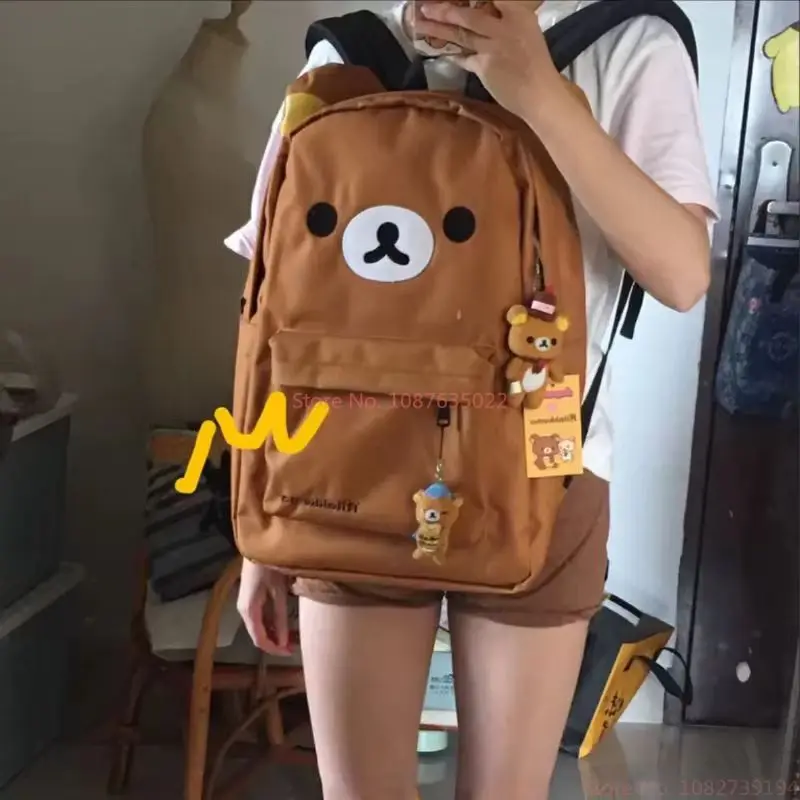 Kawaii Cute Bear Rilakkumas Backpack Large Capacity Anime Cartoon Backpack Stylish Student School Bag Shoulder Bags Schoolbag thumbnail 5