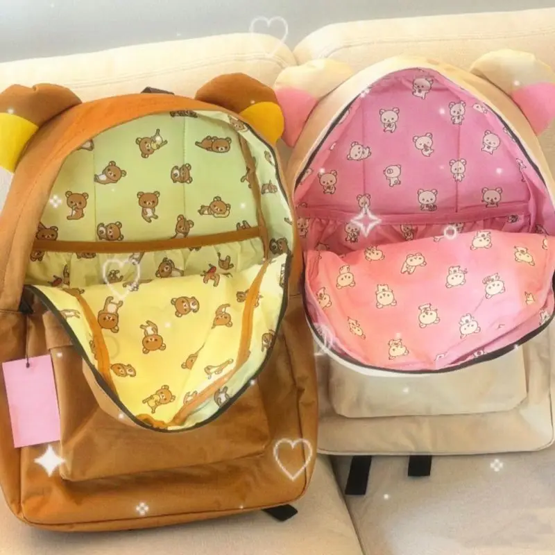 Kawaii Cute Bear Rilakkumas Backpack Large Capacity Anime Cartoon Backpack Stylish Student School Bag Shoulder Bags Schoolbag thumbnail 2