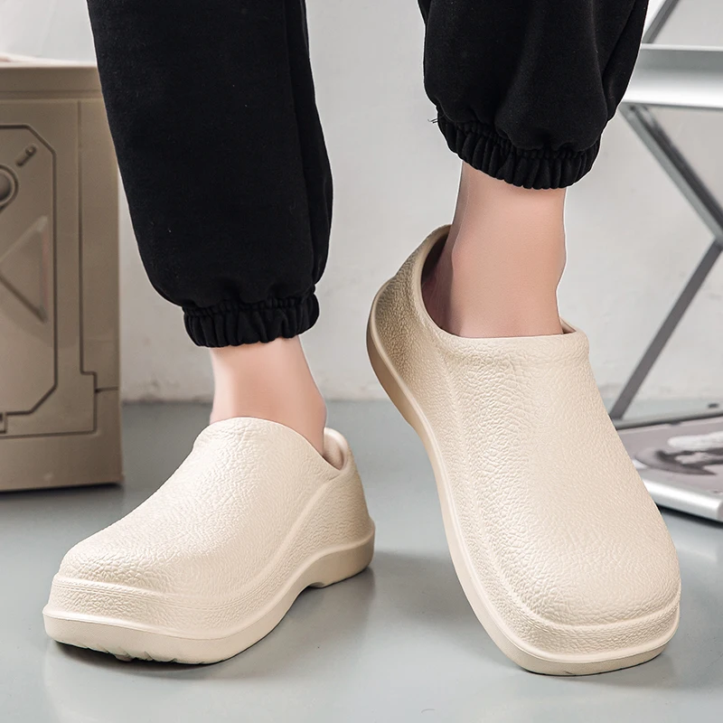 Men Chef Shoes Summer Beach Slippers Water-proof Oil-proof Kitchen Shoes Men Non-slip Garden Clogs Hotel Work Shoe EVA Sandals thumbnail 2