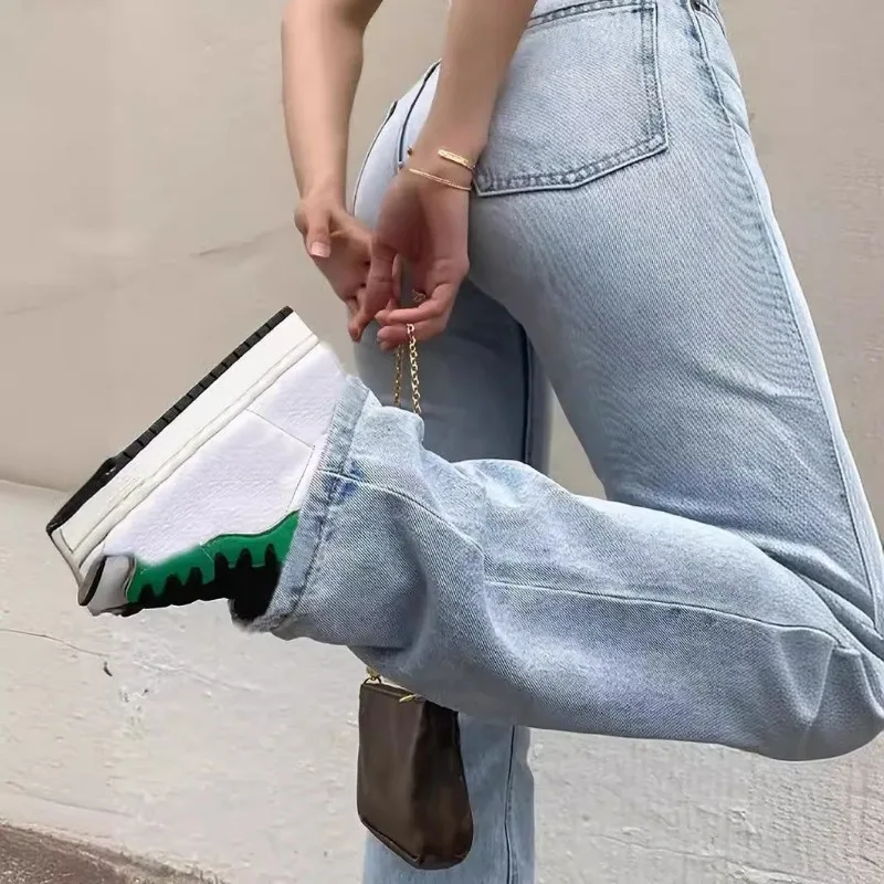 Hot-selling new women's light blue slim fit high waist stretch casual versatile straight jeans for women thumbnail 4