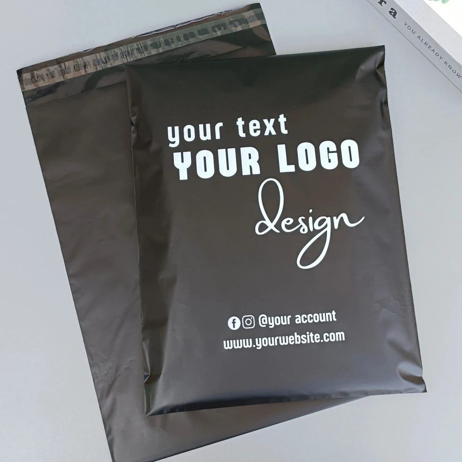 Black express bag gift packaging mail bag waterproof plastic bag transportation product self-sealed bag custom printing logo thumbnail 2