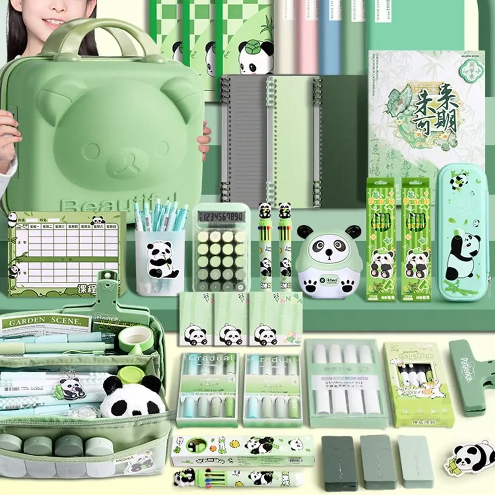 Kawaii Panda Stationery Set Student Pencil Case Stickers Pencil Stationery Gift Learning Supplies Full Gift Box thumbnail 2