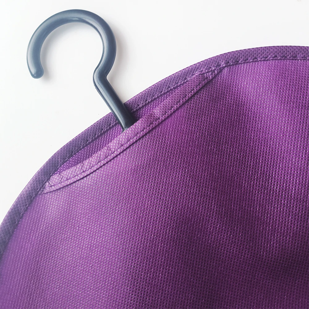 6/3/2/1PCS Purple Non-Woven Dust Proof Wigs Carrier Bags long hair extension storage bag  With Plastic Hanger Wig packaging bag thumbnail 4