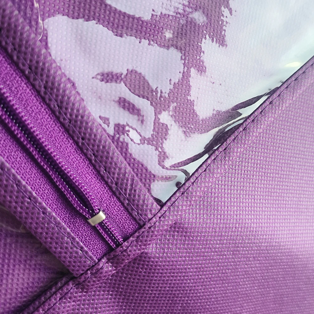 6/3/2/1PCS Purple Non-Woven Dust Proof Wigs Carrier Bags long hair extension storage bag  With Plastic Hanger Wig packaging bag thumbnail 5