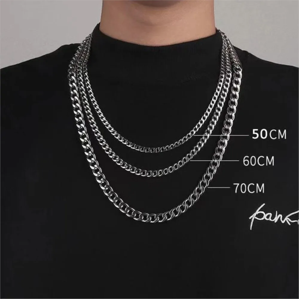 Width 5/7/9MM Hiphop Cuban Link Stainless Steel Chains Necklace for Men Basic Simple Rapper's Choker Fashion Jewelry Accessories thumbnail 3